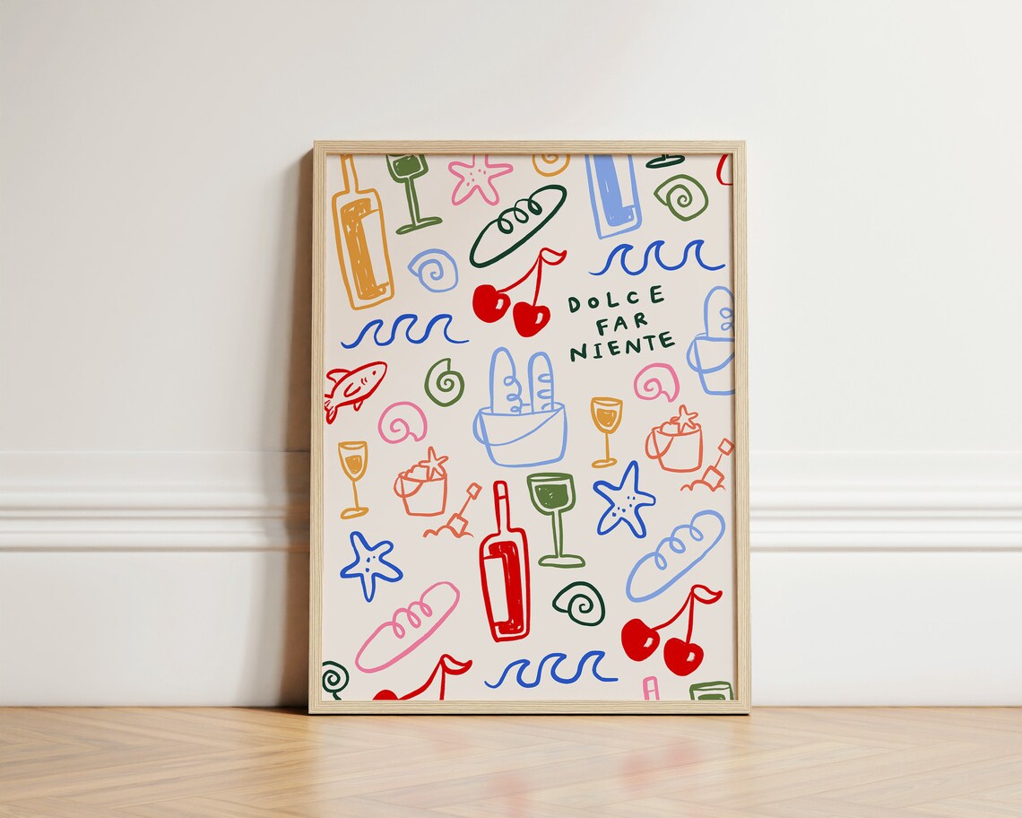 Dolce Far Niente Art Print, Italian Summer Kitchen Decor