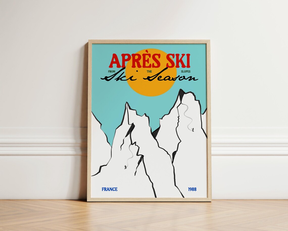 Apres Ski From The Slopes Ski Season France 1988 Vintage Poster