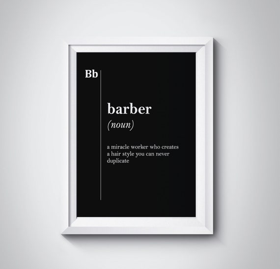 Barber Definition Print Barbershop Wall Art Gift For Barber Hairdresser Gift Stylist Coworker Gift Typography Art Professions Dictionary Art
