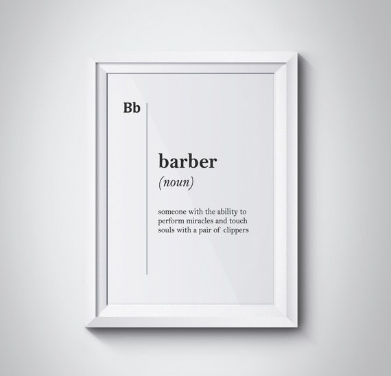 Gift For Barber Barber Definition Print Hairdresser Gift Stylist Coworker Barbershop Wall Art Gift Typography Professions Dictionary Poster
