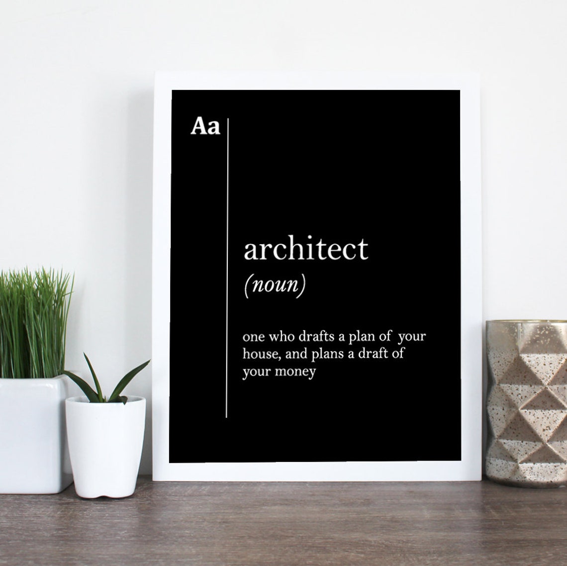 Architect Funny Dictionary Definition Bold Black Office Poster - Image 2