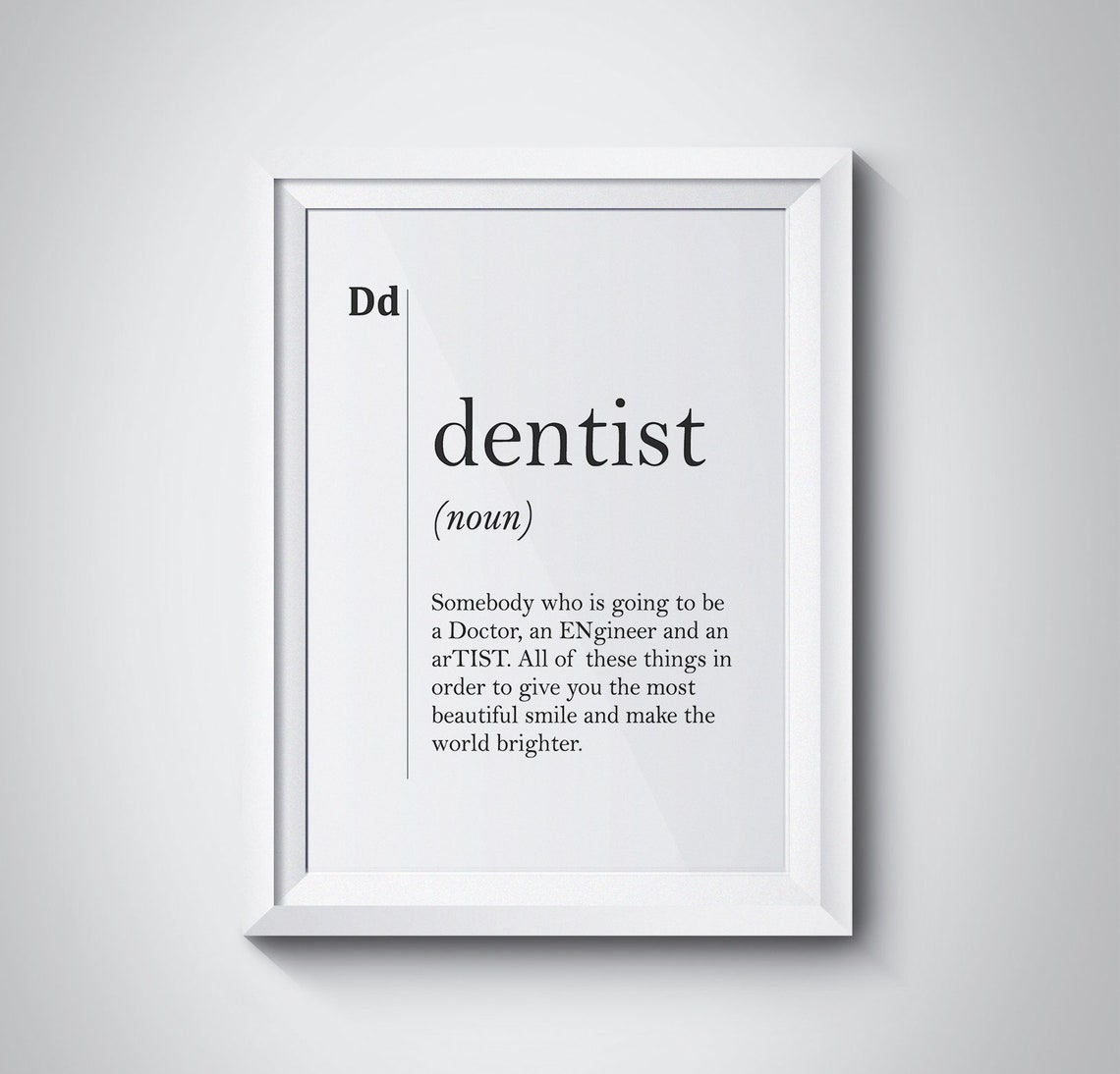 Dentist Funny Dictionary Definition Smile Doctor Gift Wall Art