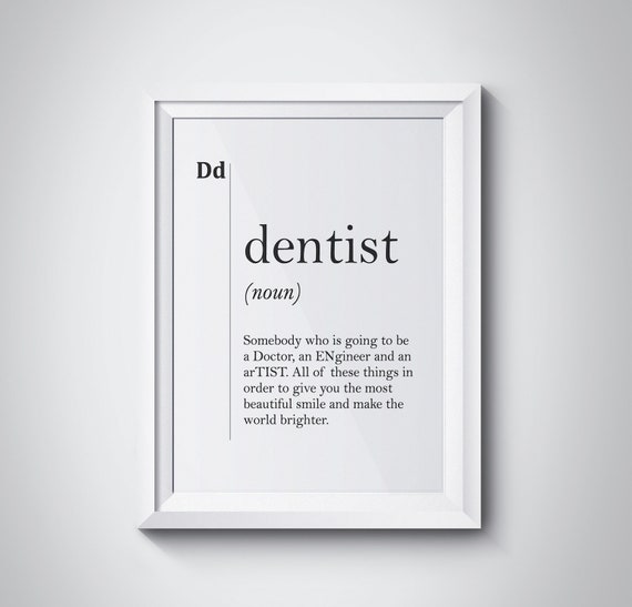 Dentist Definition Poster Dental Office Orthodontist Dentist Office Decor Gift For Dentist Office Stomatology Gifts Professions Dental Gift