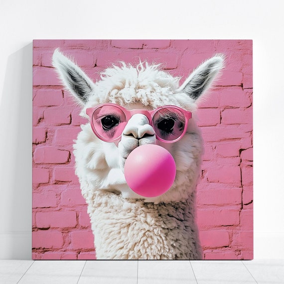 Alpaca Funny Llama Bubble Gum, Kid Bedroom Art Print