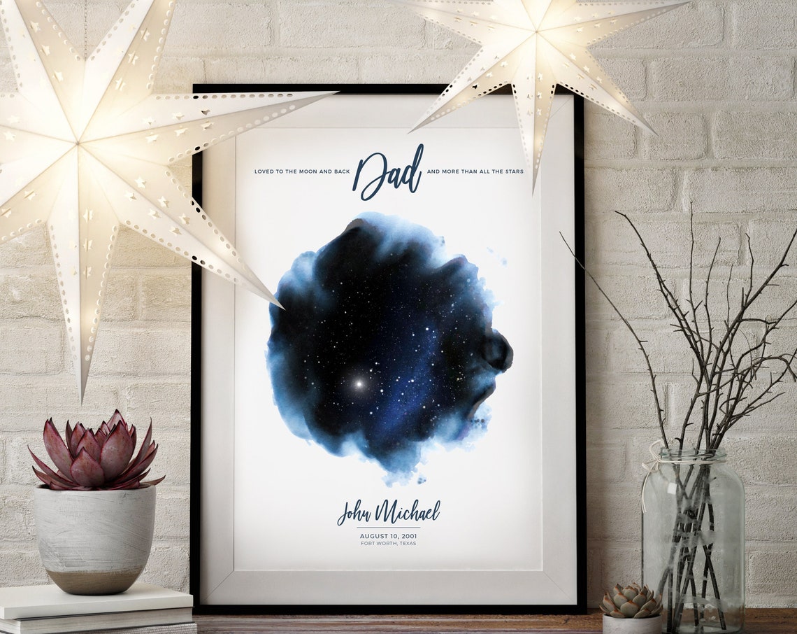 Star Map By Date Poster Print, Gift for Dad