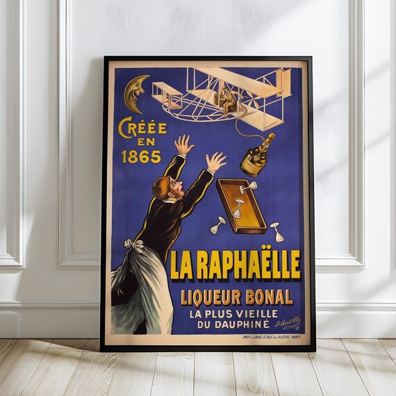 La Raphalle Poster 1865 Aviation Bonal Liqueur Vintage French Bar Wall Art