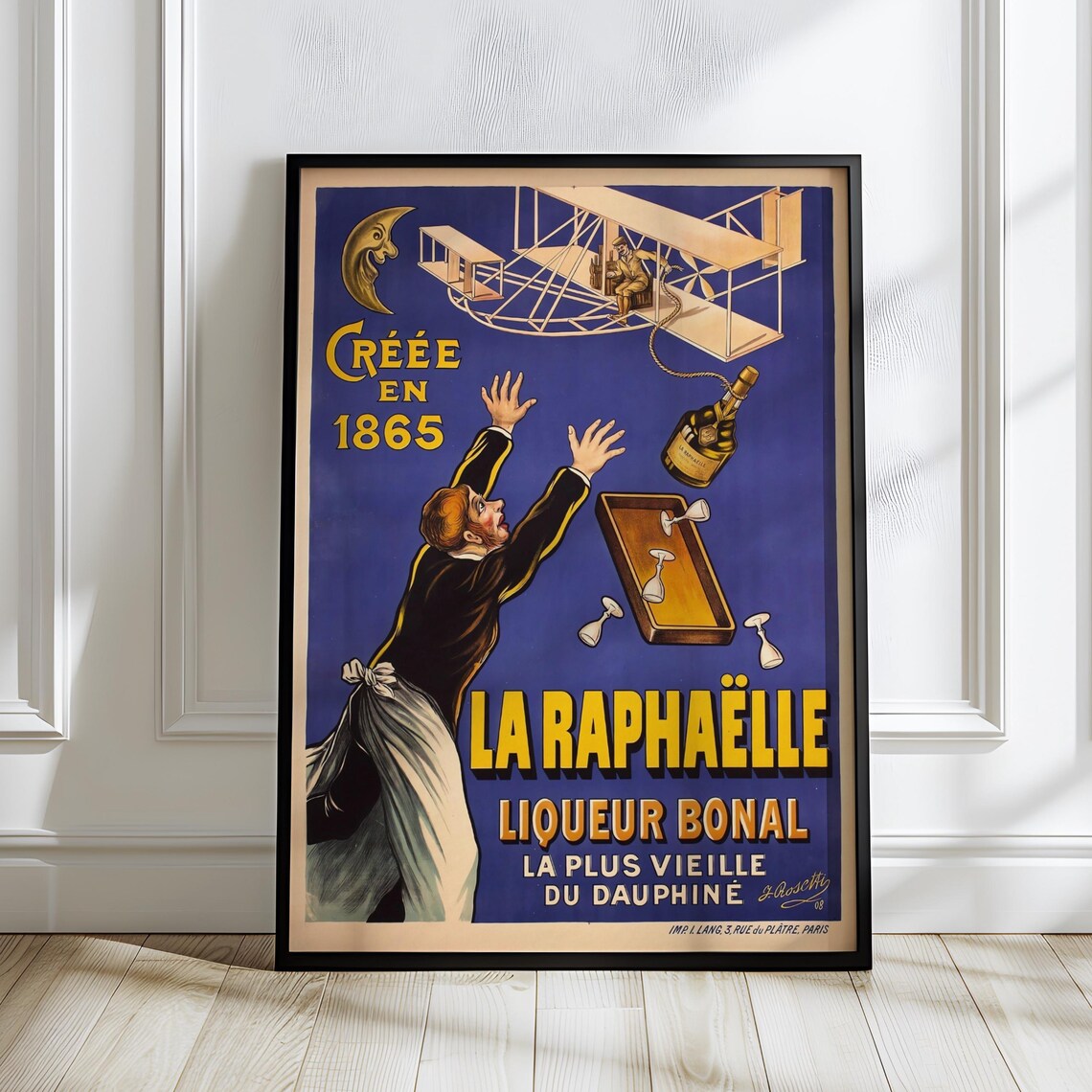La Raphaelle Liqueur Bonal Vintage 1865 French Bar Room Poster