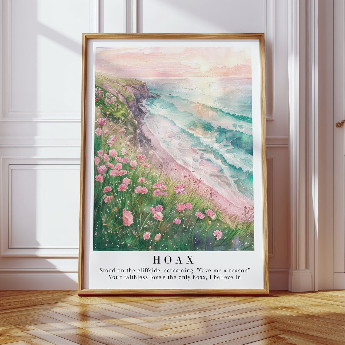 Taylor Swift Hoax Cliffside Coastal Wildflowers Watercolor Poster - Image 2