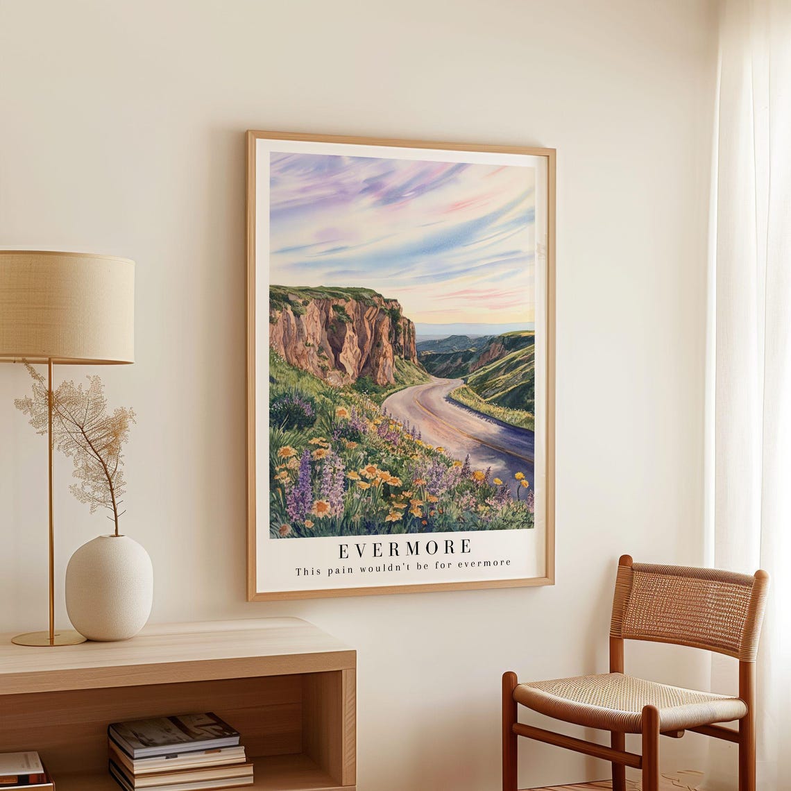 Taylor Swift Evermore Cliff Road Wildflowers Watercolor Lyric Poster - Image 2