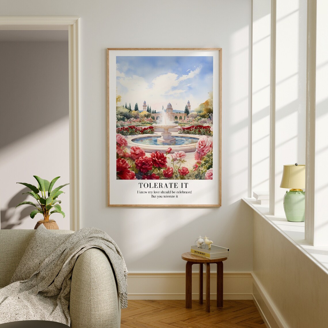 Tolerate It Taylor Swift Rose Garden Fountain Lyric Art Poster - Image 2