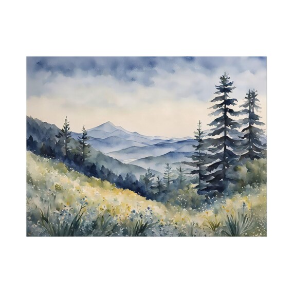 Blue Ridge Mountains Wildflowers Watercolor Appalachian Meadow Poster