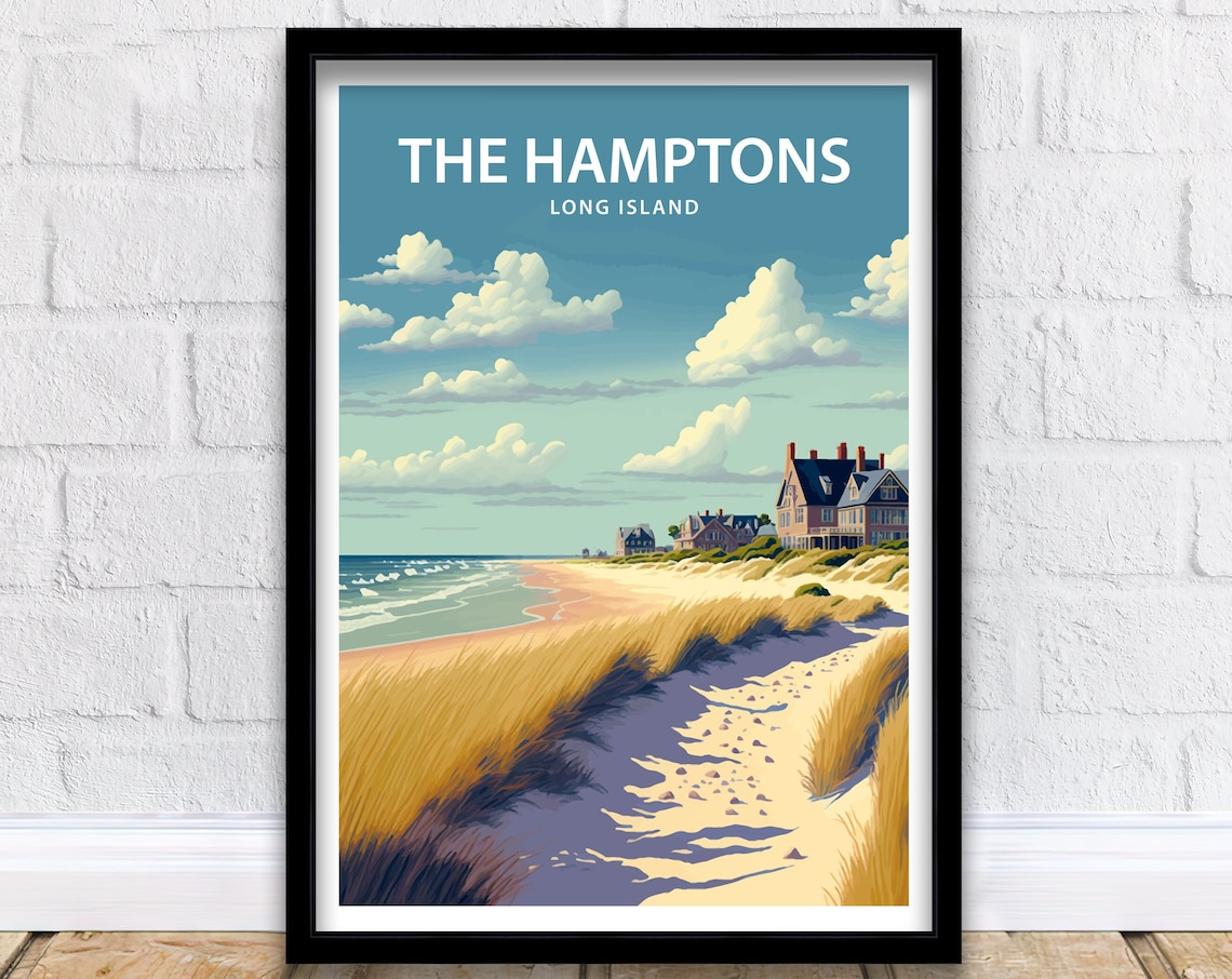 The Hamptons Beach Travel Poster, Long Island