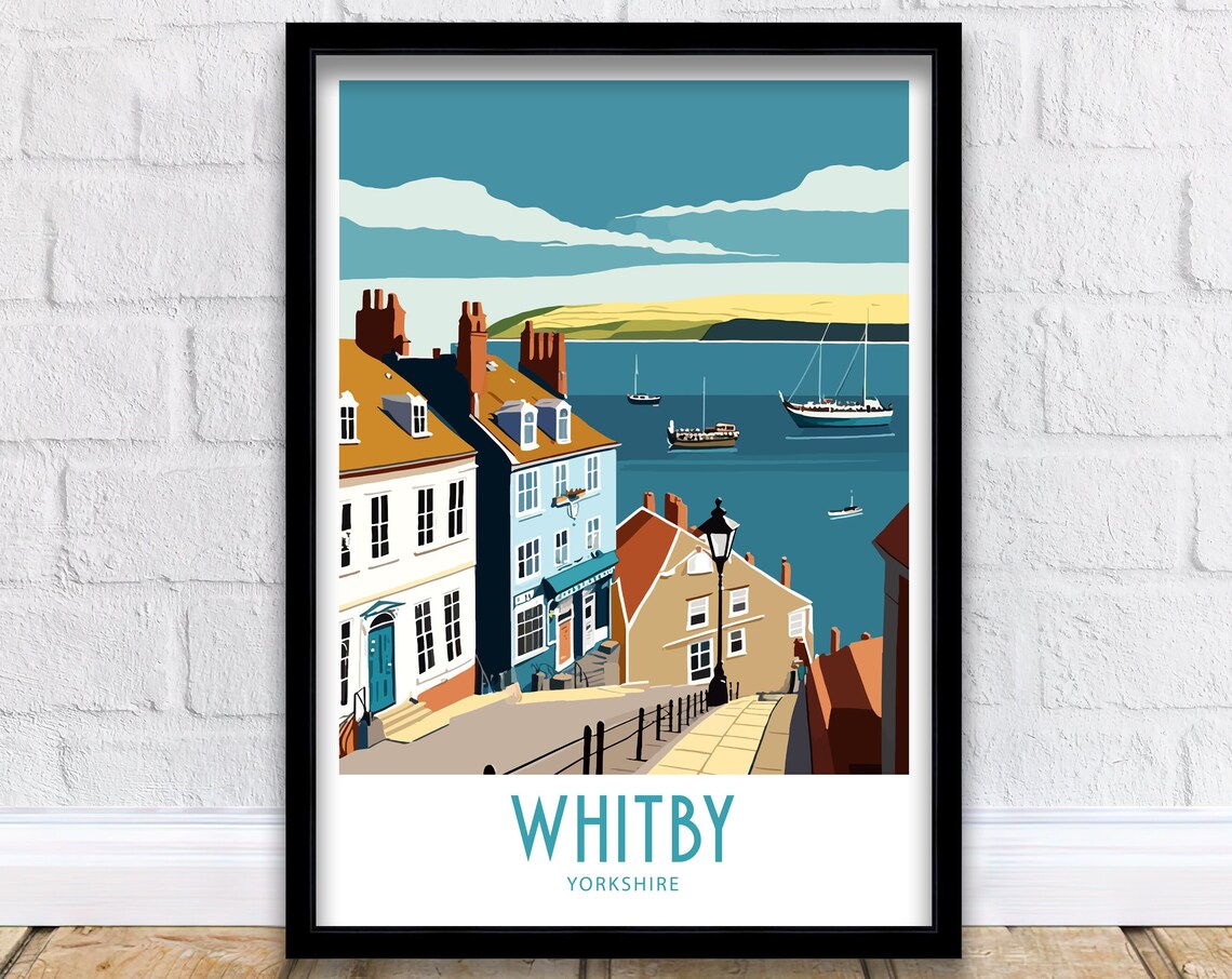 Whitby Travel Poster, Yorkshire Cityscape