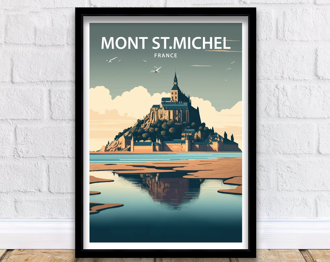 Mont St Michel Travel Poster, France Art Print