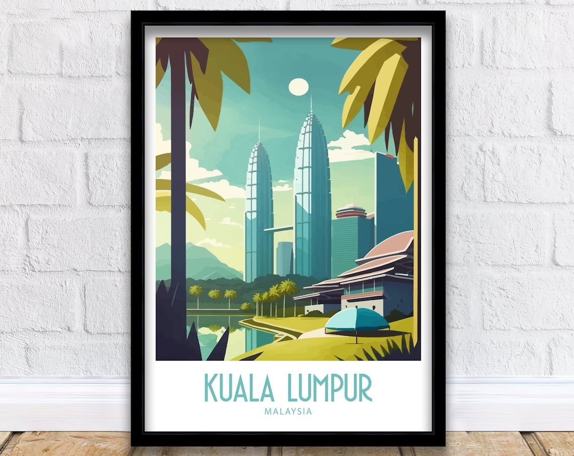 Kuala Lumpur Travel Poster, Petronas Twin Towers