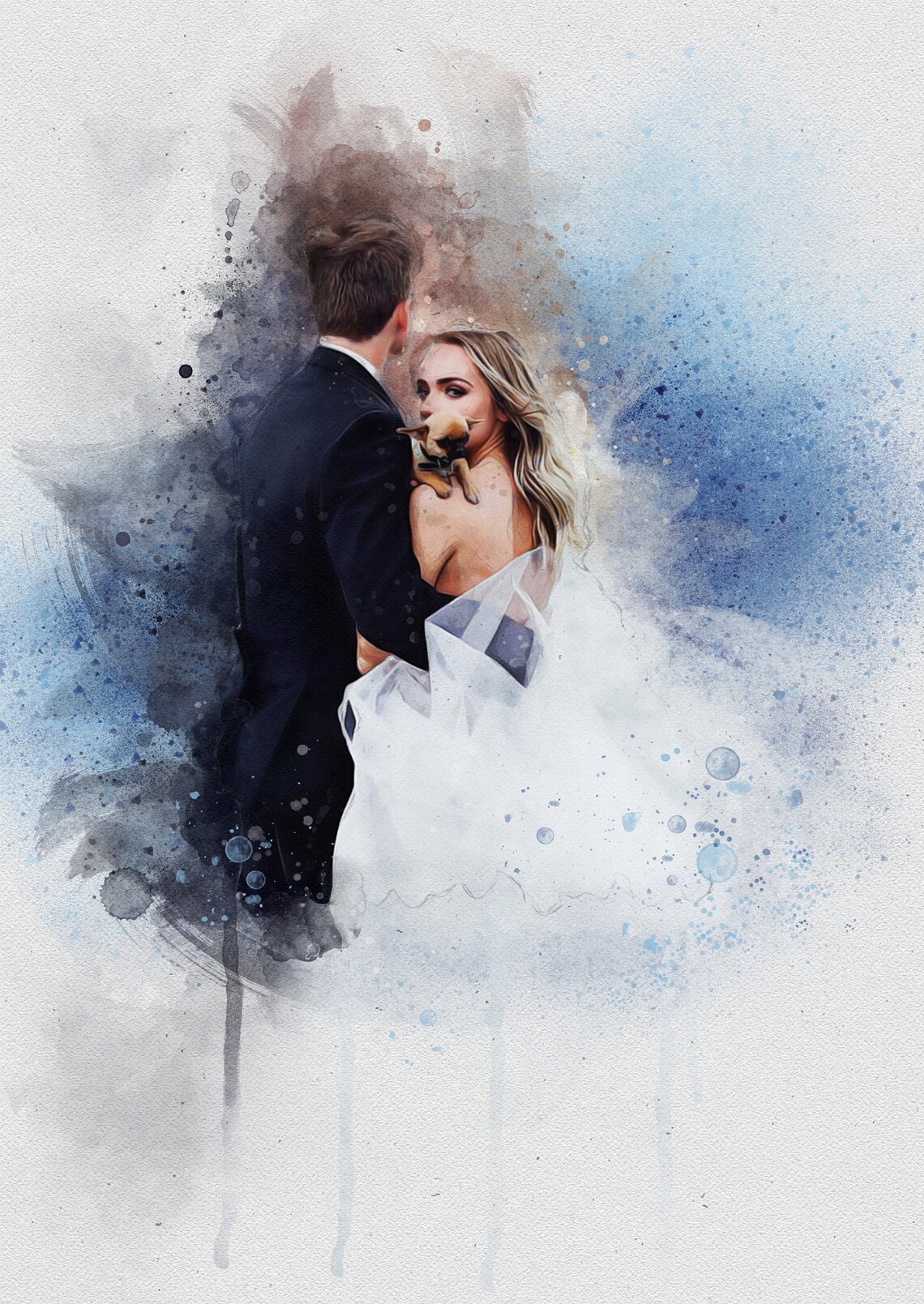 Custom Wedding Portrait From Photo Watercolor Art Print - Image 4