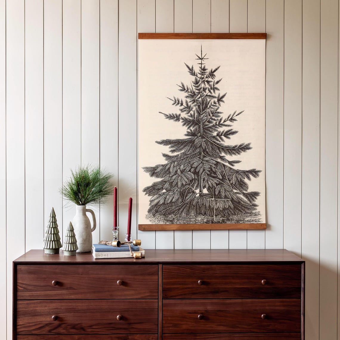 Vintage Botanical Engraving of a Fir Tree Black and White Poster - Image 3