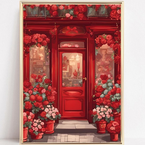 Cute Valentines Day Art Print Valentines Day Wall Art Retro Valentines Shop Painting Romantic Valentines Printables Red Pink Preppy Decor