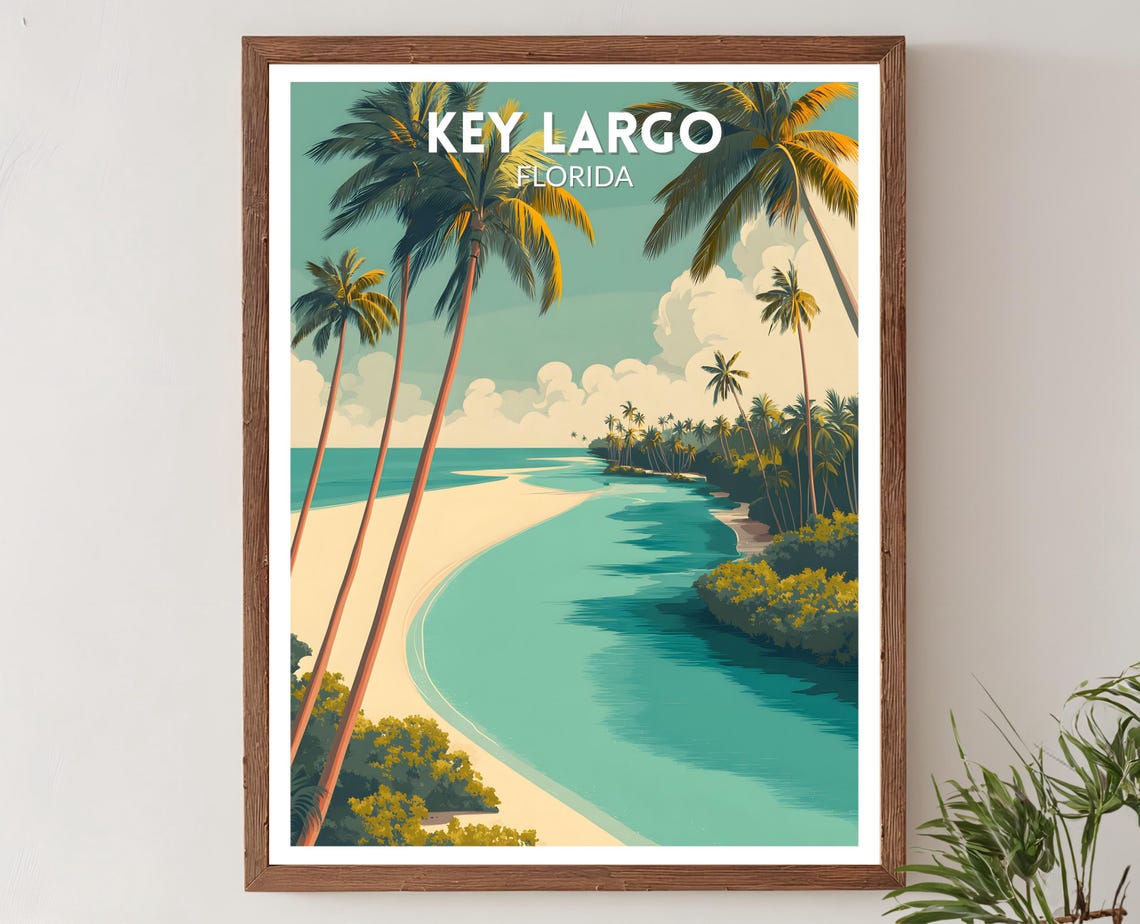 Key Largo Florida Retro Travel Poster