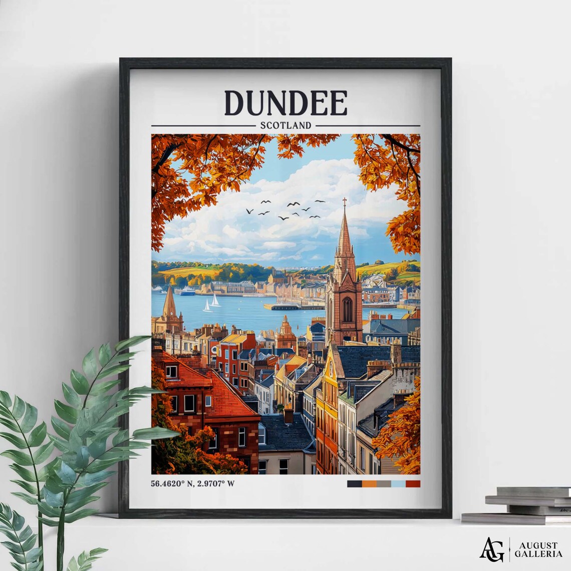 Dundee Scotland Retro Travel Poster, Wanderlust Illustration