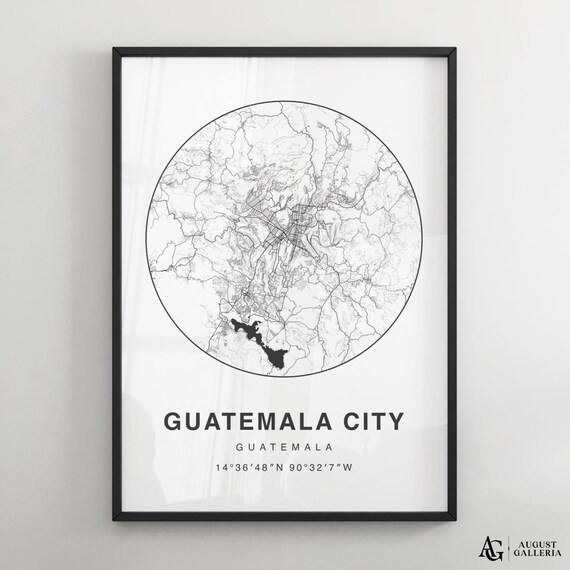 Guatemala City Minimalist Circular City Map Poster with Coordinates