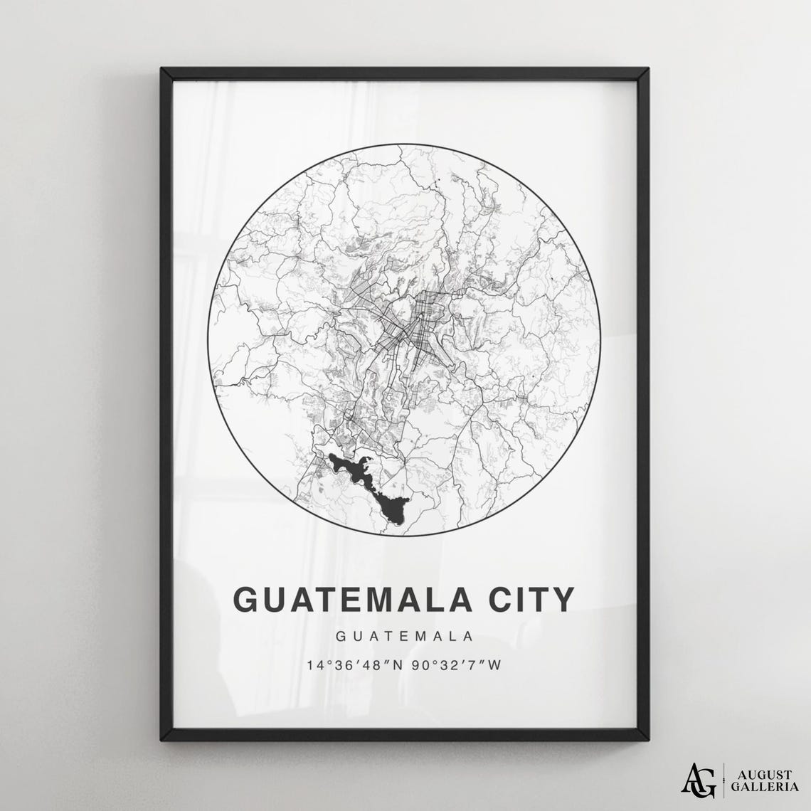 Guatemala City Minimalist Circular City Map Poster with Coordinates