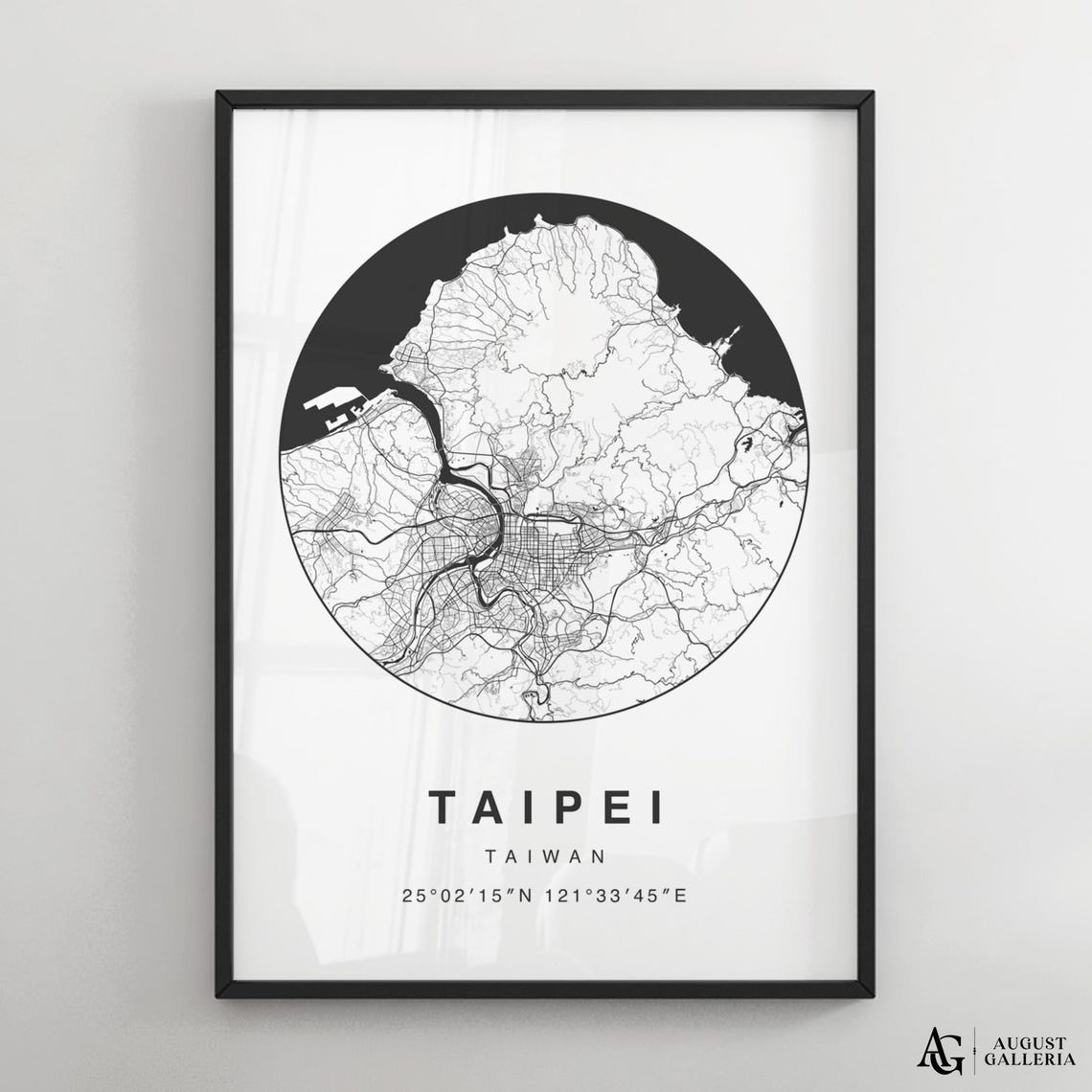 Taipei Taiwan Minimalist Circular City Map Coordinates Decor Poster