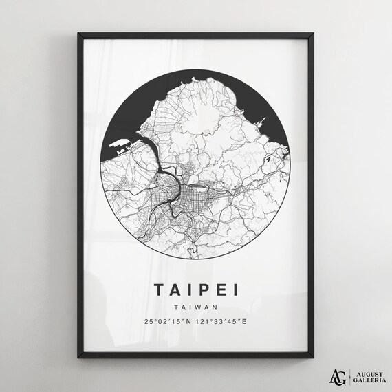 Taipei Taiwan Minimalist Circular City Map Coordinates Decor Poster