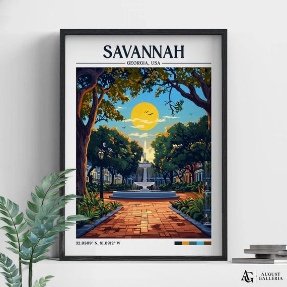 Savannah Georgia Retro Travel Poster Print