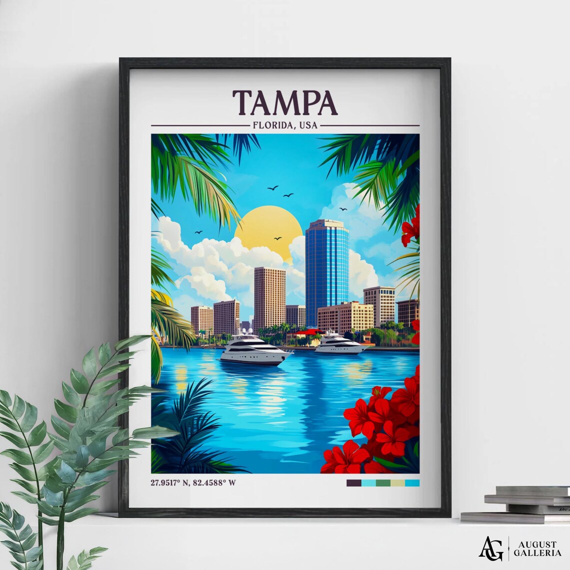 Tampa Florida Retro Travel Poster, Wanderlust