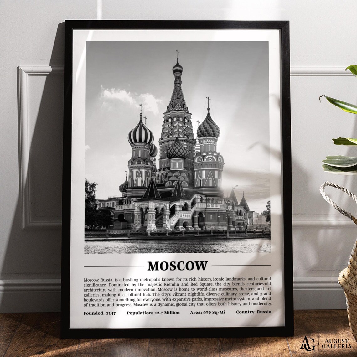 St Basils Cathedral Black And White Moscow Russia City Poster