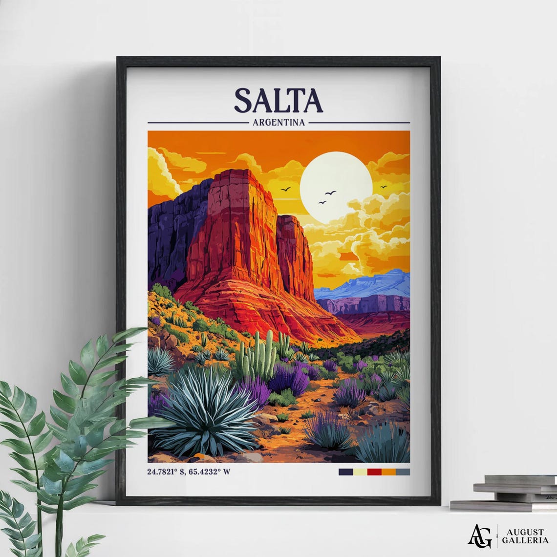 Salta Argentina Retro Travel Print Wall Art Framed Canvas Poster Illustration Wanderlust