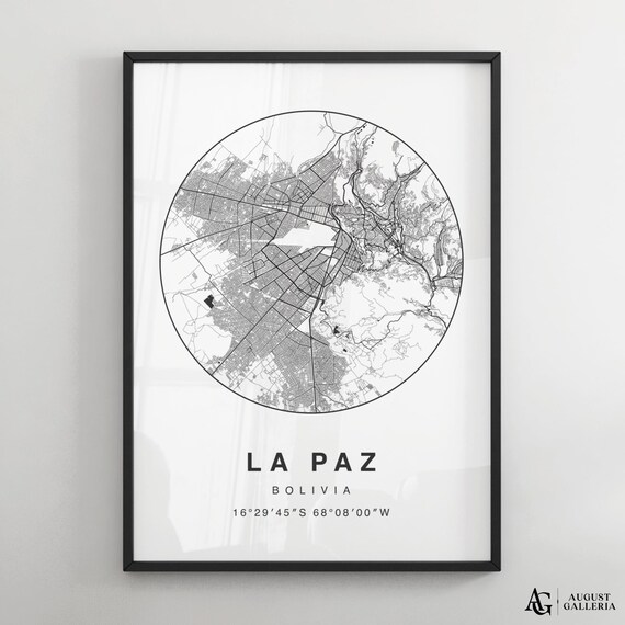 La Paz Bolivia Minimalist Circular City Map Coordinates Decor Poster