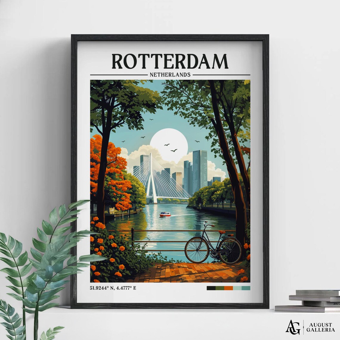 Rotterdam Netherlands Retro Travel Poster