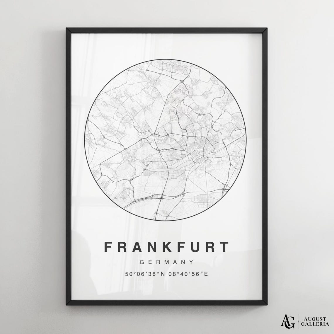 Frankfurt Germany Minimalist City Map Circle Street Plan Poster