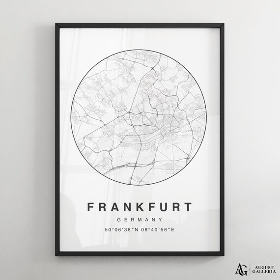 Frankfurt Germany Minimalist City Map Circle Street Plan Poster