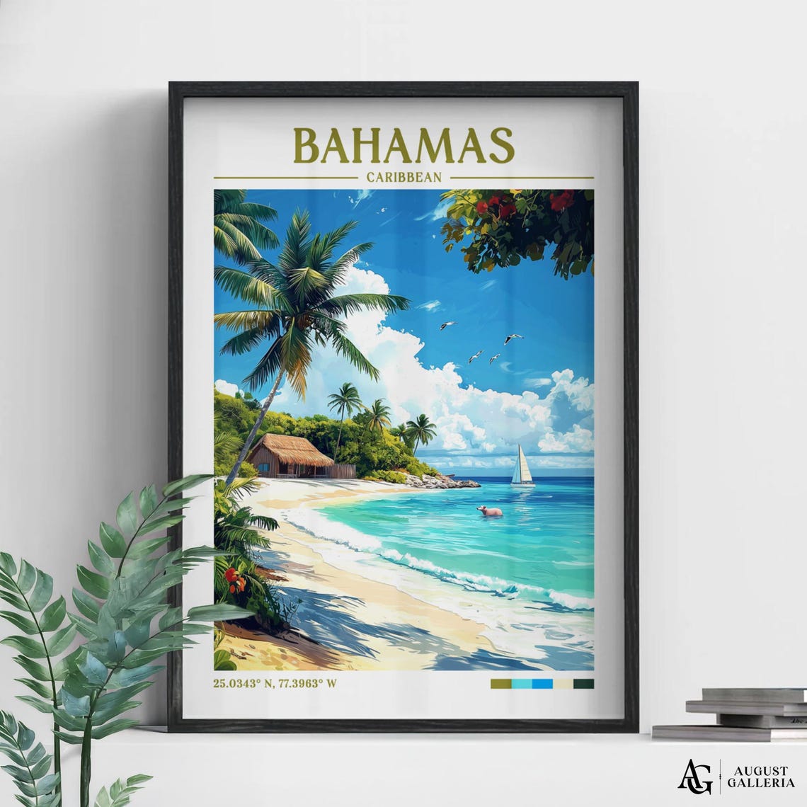 Bahamas Caribbean Retro Travel Poster