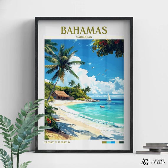 Bahamas Caribbean Retro Travel Poster