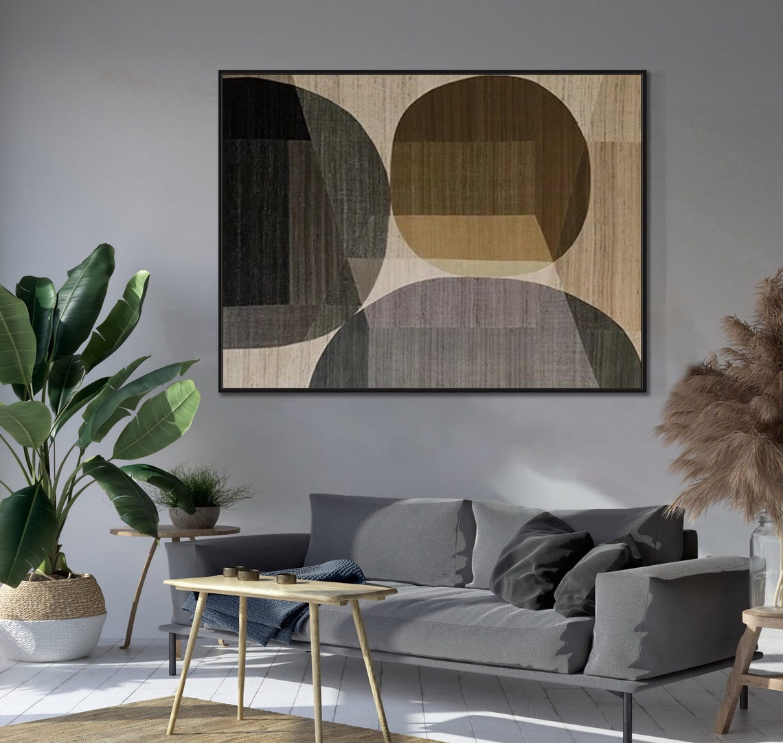 Overlapping Black Brown Gray Circles Textured Geometric Poster - Image 4