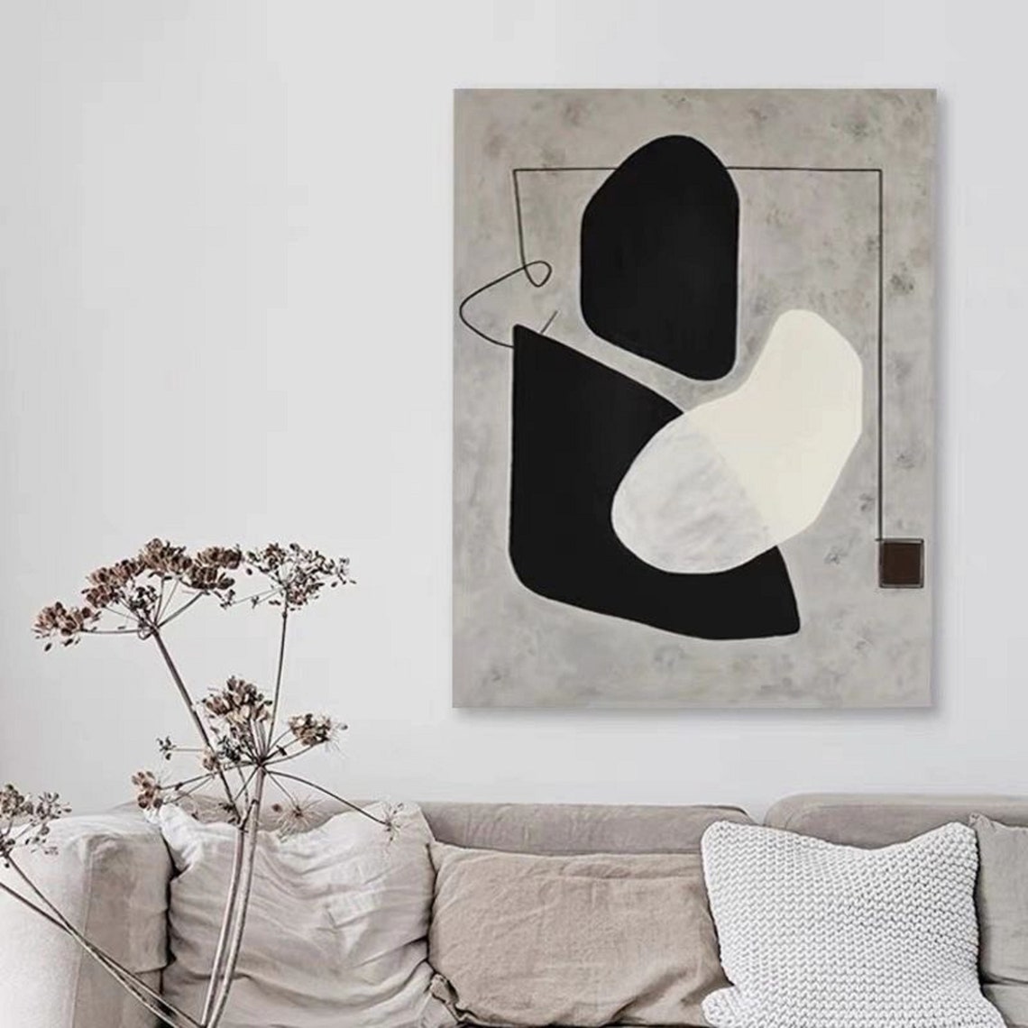 Black White Organic Shapes Abstract Gray Modern Gallery Art Poster - Image 3
