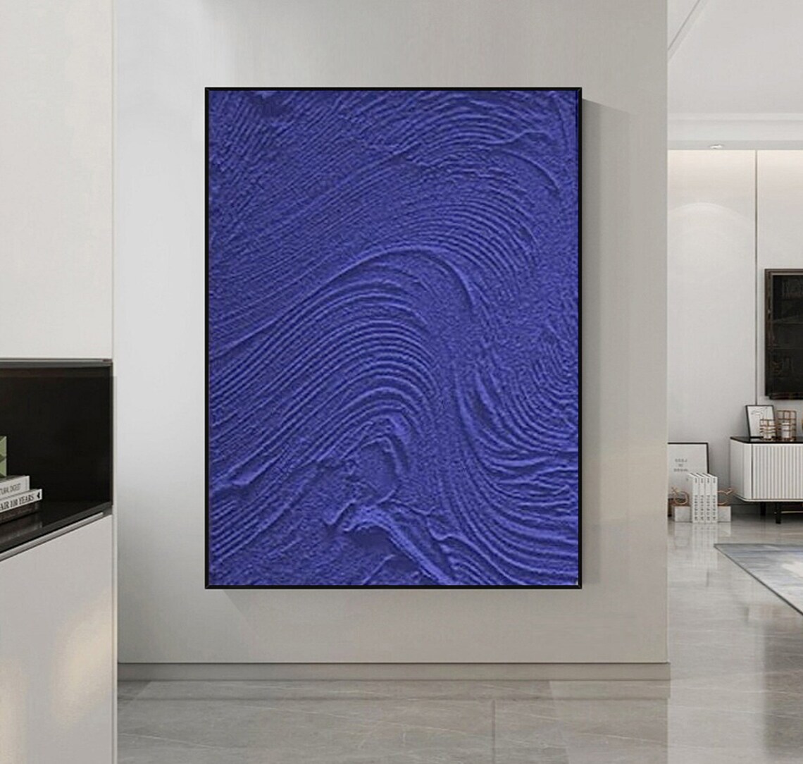 Blue 3d Textured Wall Art Blue Wall Art Blue Abstract Painting On Blue Textured Art Blue Abstract Art Painting 3d Blue Wall Art Decor - Image 2