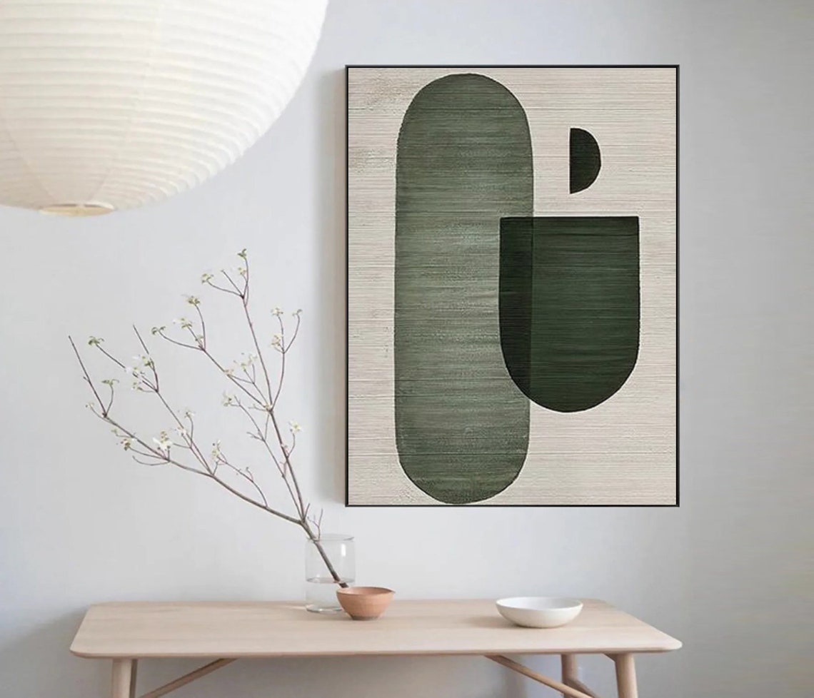Sage Green Capsule Shapes Minimalist Abstract Art Wall Poster - Image 5