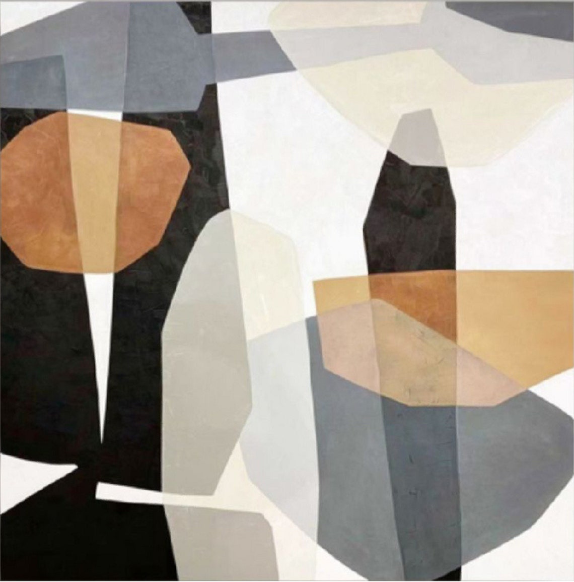 Geometric Black Tan Gray Blocks Bold Modern Abstract Art Poster - Image 5