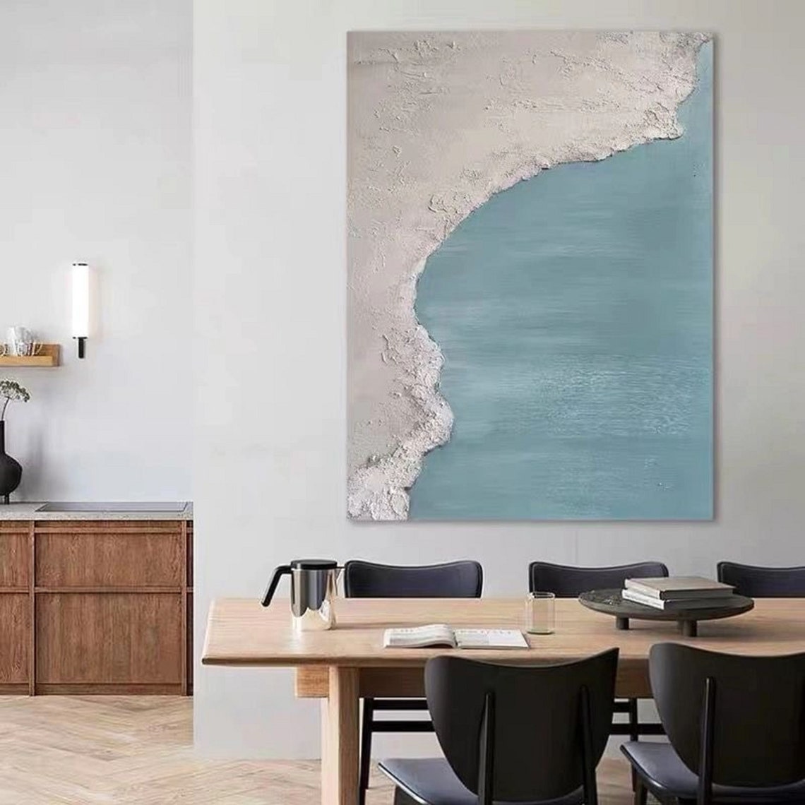 Aerial Blue Coastline White Shore Abstract Coastal Art Poster - Image 4