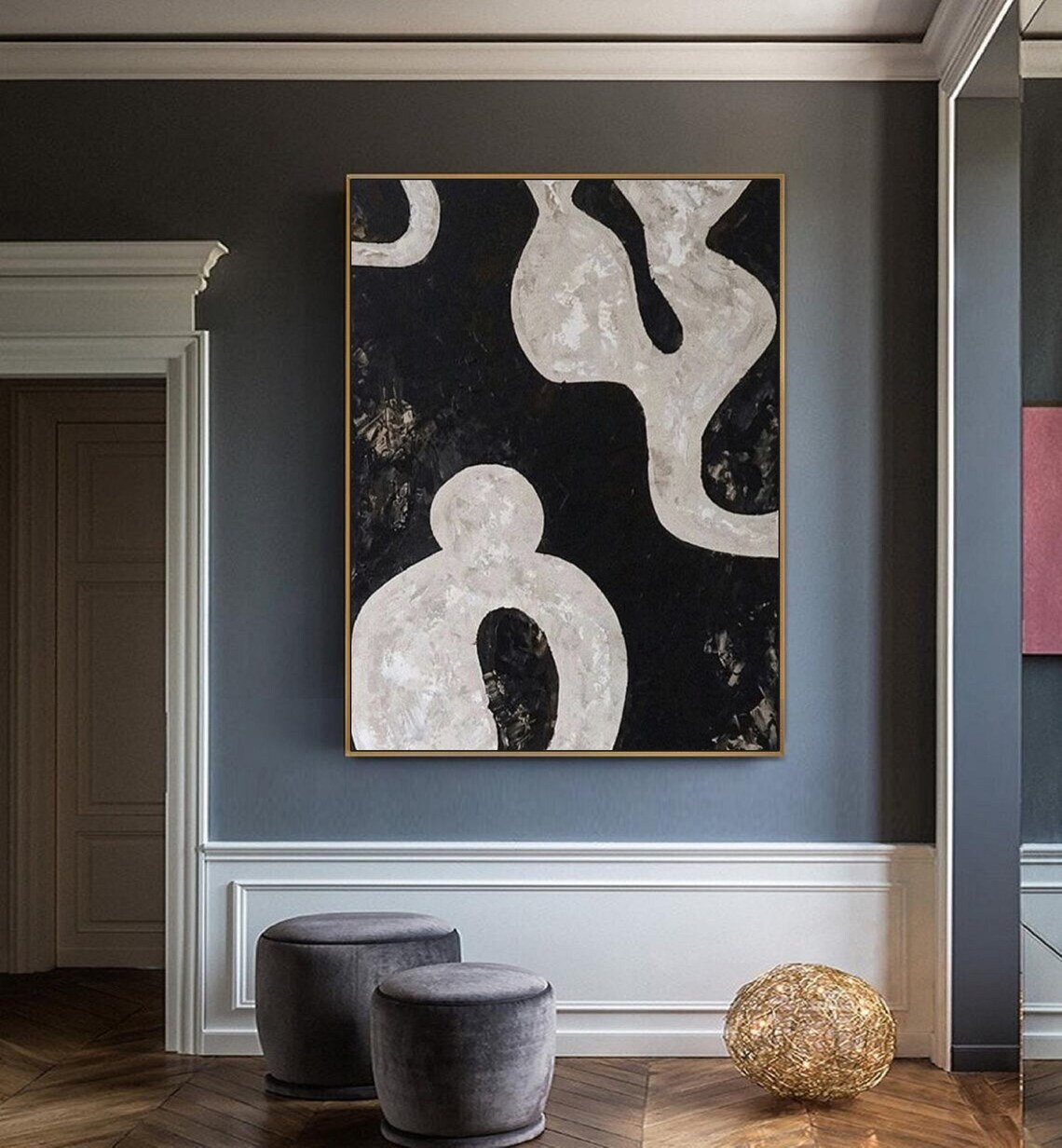 Black And Gray Abstract Painting Black Wall Art Minimalist Wall Art Black Textured Painting On Black Grey Painting Wabi Sabi Wall Art - Image 3