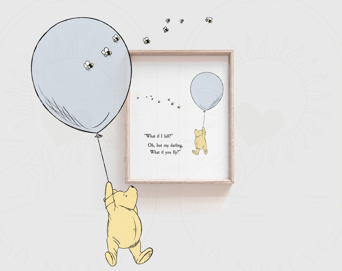 Blue What If I Fall Winnie The Pooh Quote Art Print