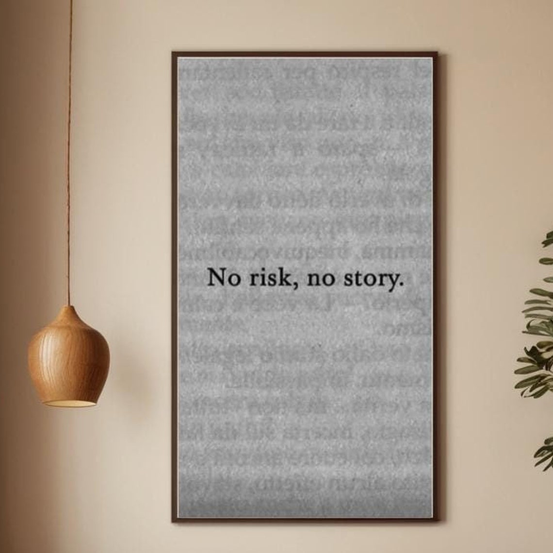 No Risk No Story Minimalist Gray Textured Background Quote Poster