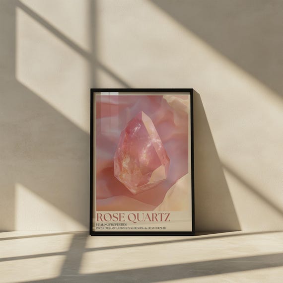 Rose Quartz Healing Crystal Poster Pink Stone Love Energy Art