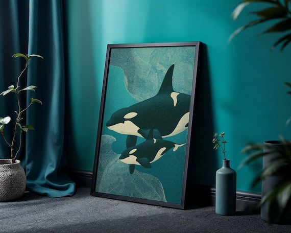 Orca Poster Whale Wall Art Ocean Print Killer Nautical Home Decor Water Animal Coastal Sea