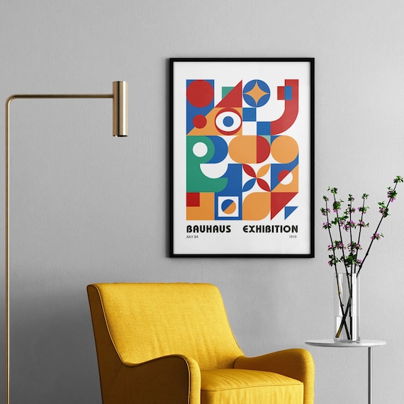 Bauhaus Exhibition Postergeometric Art Printmid Century Art Printcolourful Bauhaus Wall Decorbauhaus Printprintable Artdigital Downlad